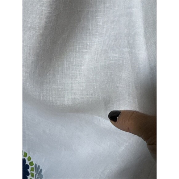 Diane Von Furstenberg  Size Large Y2K White 100% Linen Embroidered Halter Dress - Picture 6 of 14